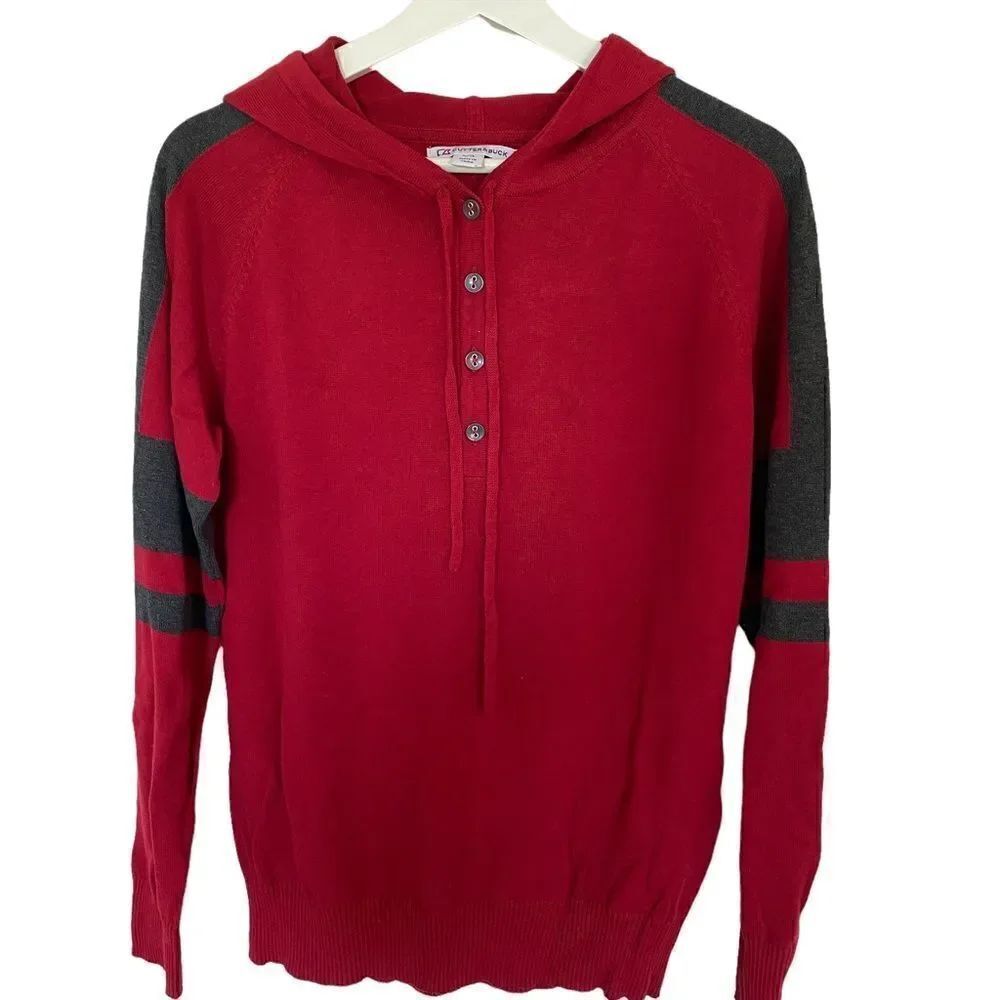 Cutter & Buck long sleeve hooded sweater black red Large